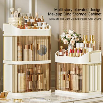 Şeffaf Kapı ile Büyük Kapasiteli 45325 Katmanlı Çok Bölmeli Yatak Odası Masaüstü Kozmetik Organizatör Kozmetik Ekran