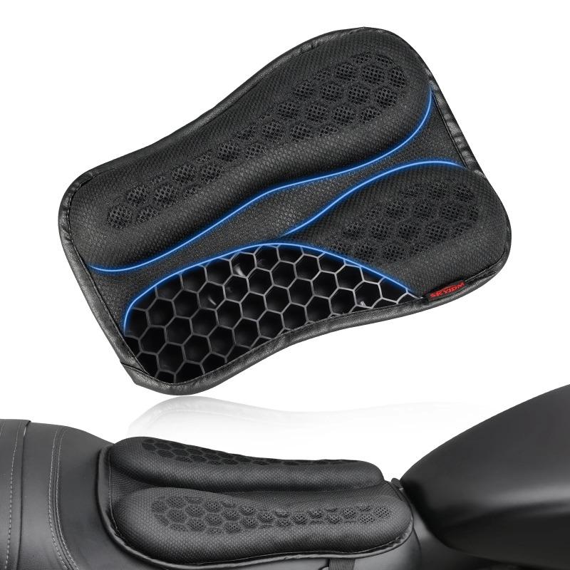 3D Honeycomb Motorcycle Seat Pad - Gel Cushion with Breathable Mesh, Universal Shock-Absorbing Cover for Long Distance