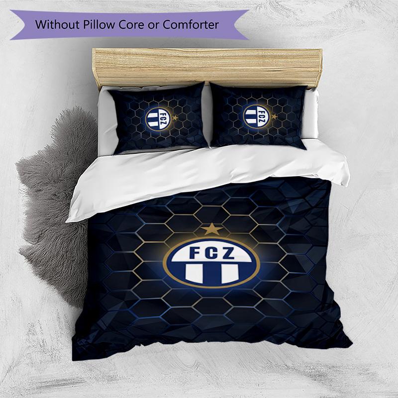 Set Lenzuola Stampato FC Zürich 3 Pezzi Copripiumino Traspirante con Federe Biancheria da Letto Decorativa per Camera da Letto Casa