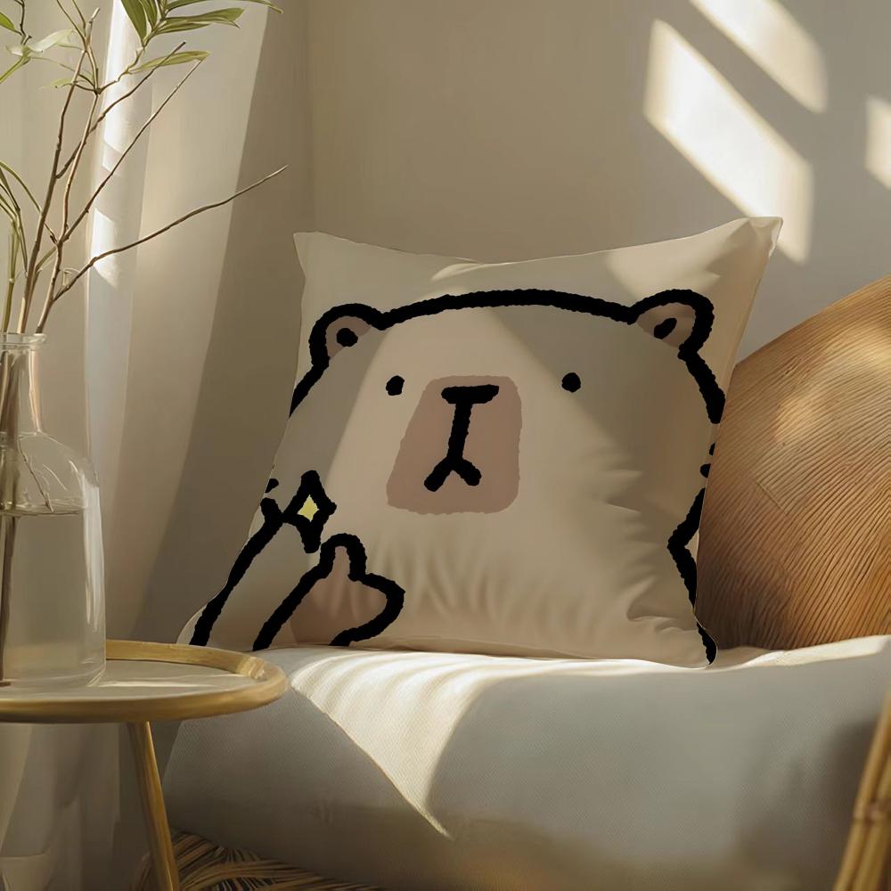 Cute Animal Cartoon Friend Capybara Pillow Case DoubleSided Plush Sofa Cushion Covers Organic Breathable Invisible Zipper