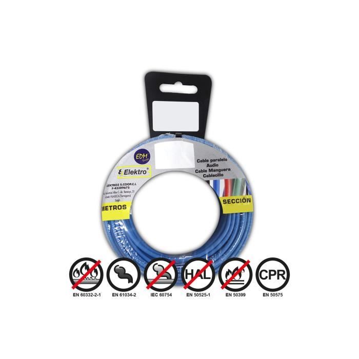 Fil électrique flexible 4mm bleu sans halogène 20m - GENERIQUE