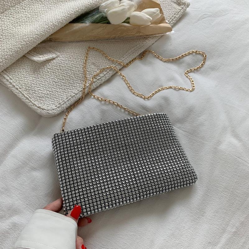 

Women s Bags Rhinestones Bling Women Shoulder Bags Small Diamond Design Chain Handbag Luxury Square Crossbody Bag Purse CLE 22x3x14cm серебряный