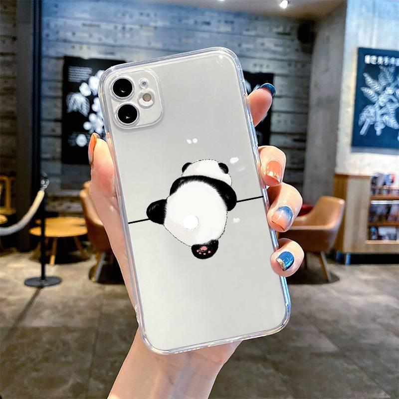 Funny Cute China Panda Clear Phone Case For iPhone16 15 14 13 12 11 Pro MAX Shockproof Covers