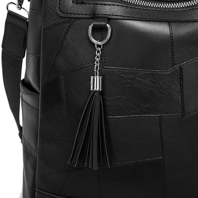Women's PU Backpack with Patchwork Design Large Capacity Shoulder Bag for Daily Travel