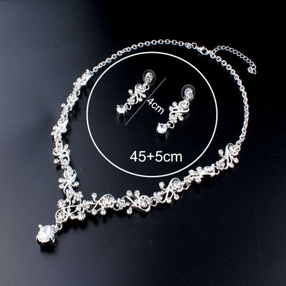 Crystal Earrings Claw Chain Necklace Bridal Rhinestone Jewelry Set Women