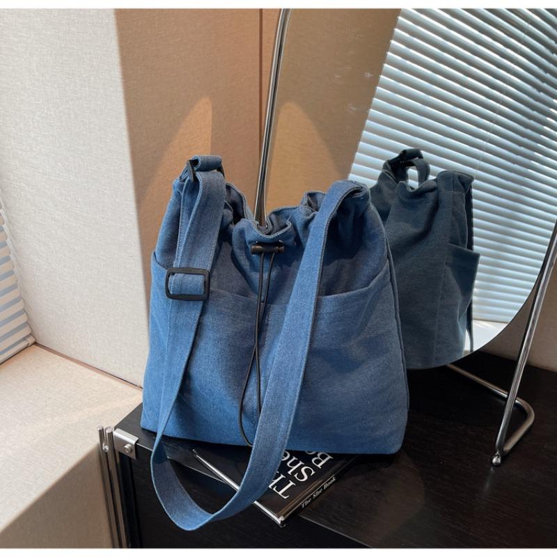 Large-capacity Casual Tote Bag, Simple Niche Versatile Shoulder Bag, Fashionable Commuter Drawstring Messenger Bag