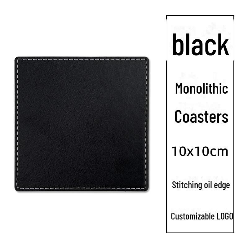 Custom PU Leather Tea Coasters with Hand-Sewn Edges and Insulation Pad, Featuring Your Enterprise Logo.