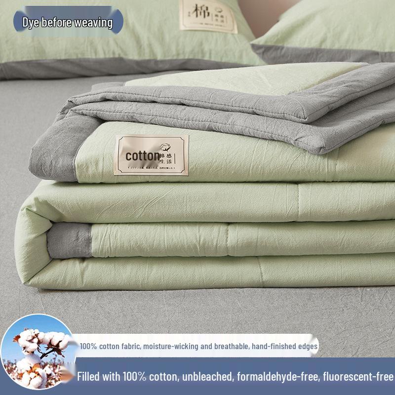 Inside and Out All-Cotton Quilt - 100% Pure Xinjiang Cotton Summer Air Conditioner Quilt for Single or Double Person