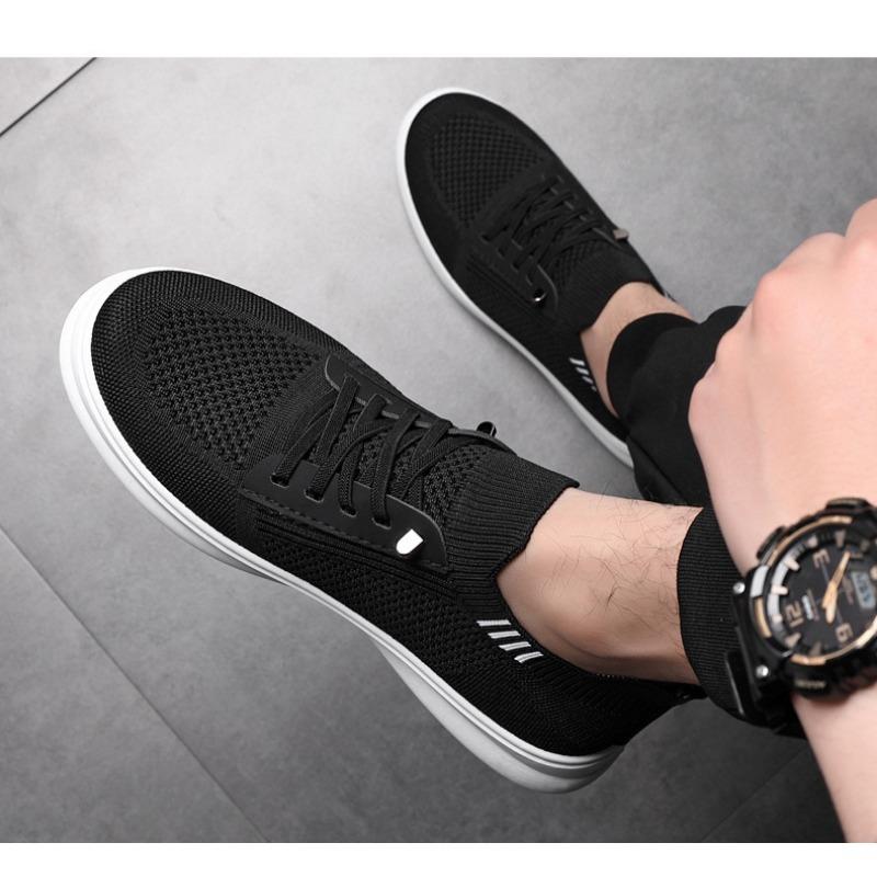 Men Breathable Mesh Flyknit Slip On Casual Soft Sole Running Sneakers