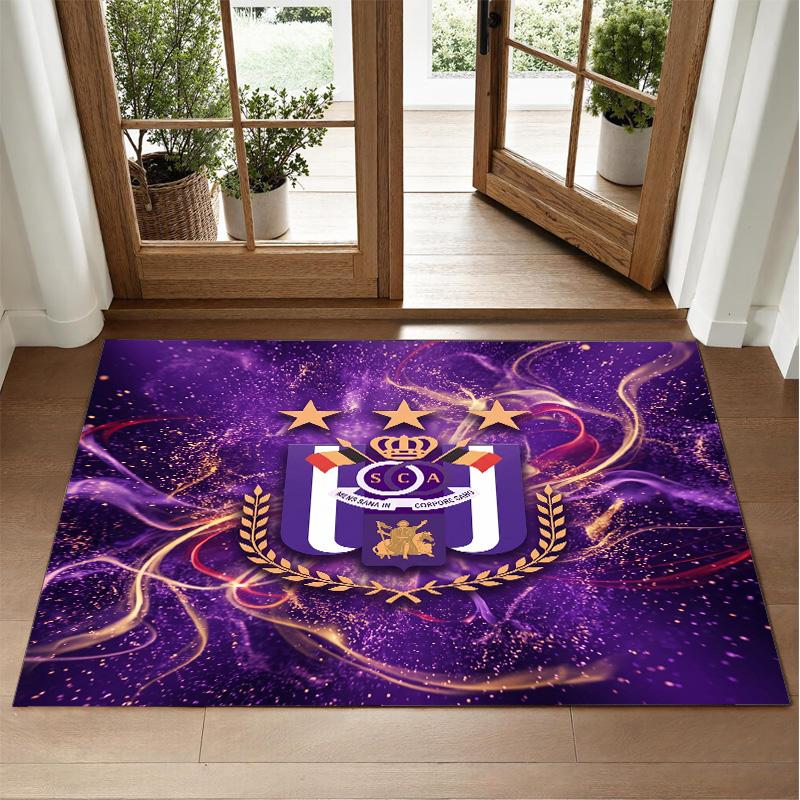 Anderlecht FC Design Crystal Velvet Rug Soft Decorative Mat for Bedroom Entrance
