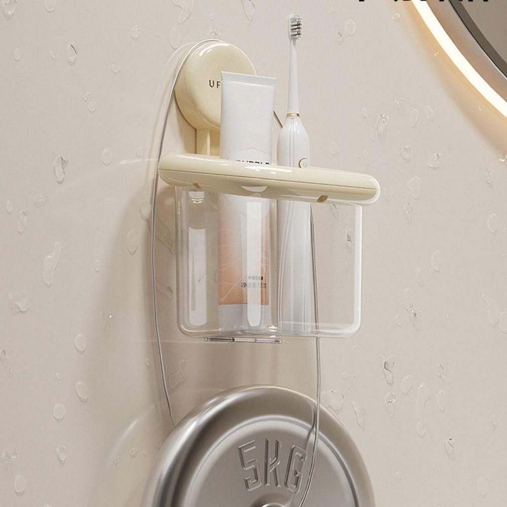 Multi-Functional Toothbrush Storage Rack Plastic Bathroom Shelf Storage Box  Bathroom