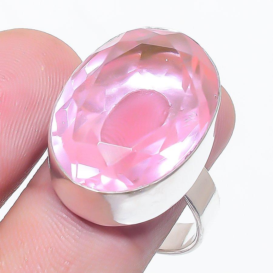 Pink Kunzite Gemstone 925 Sterling Silver Jewelry Ring Size 9.5