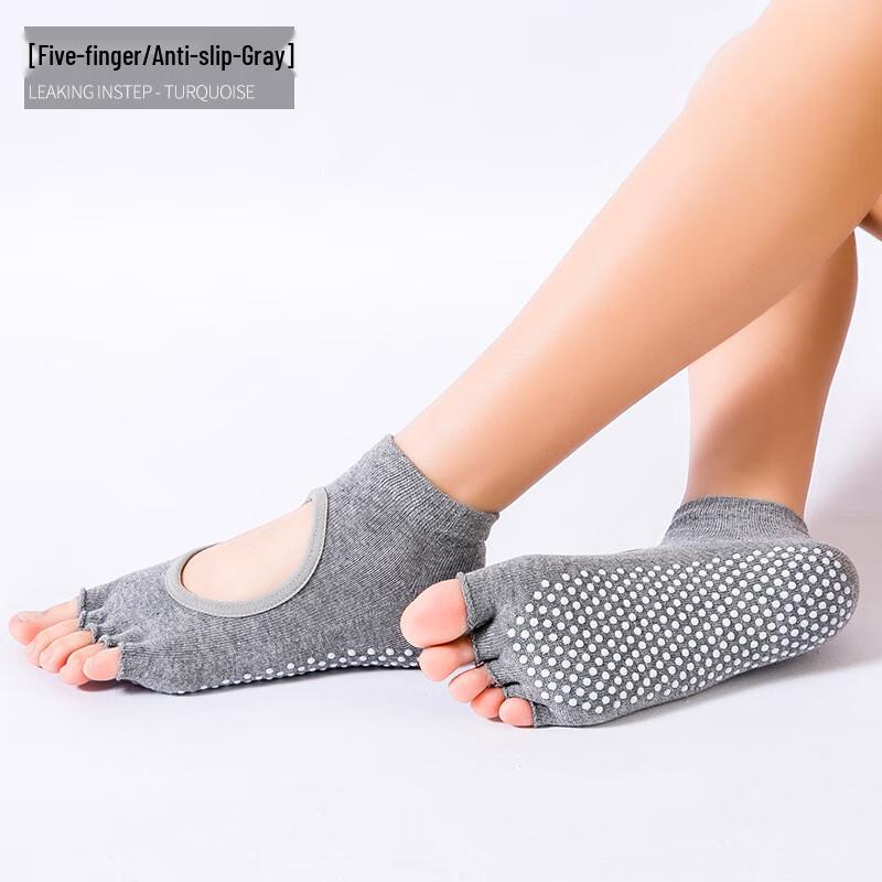 WEZHO Women s Silicone Non-Slip Open-Toe Five-Toe Yoga Socks
