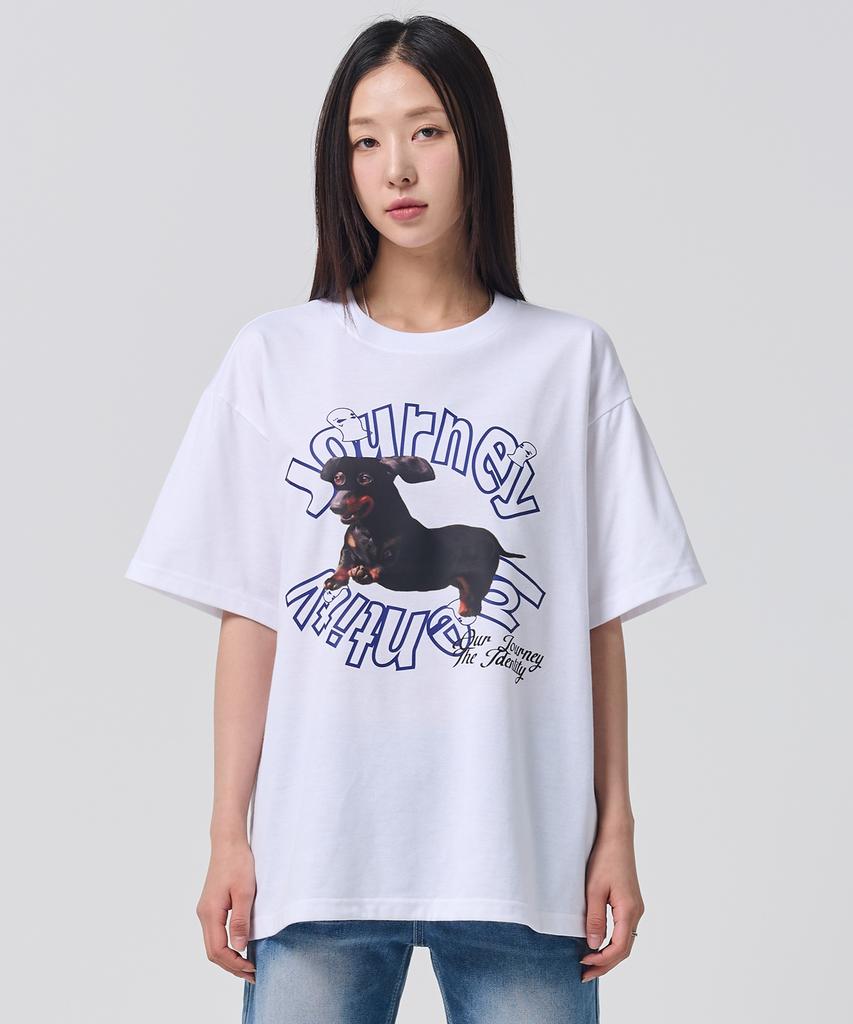 OUNDERR Mask Puppy Tee Oversized Short Sleeve T-Shirt [White]