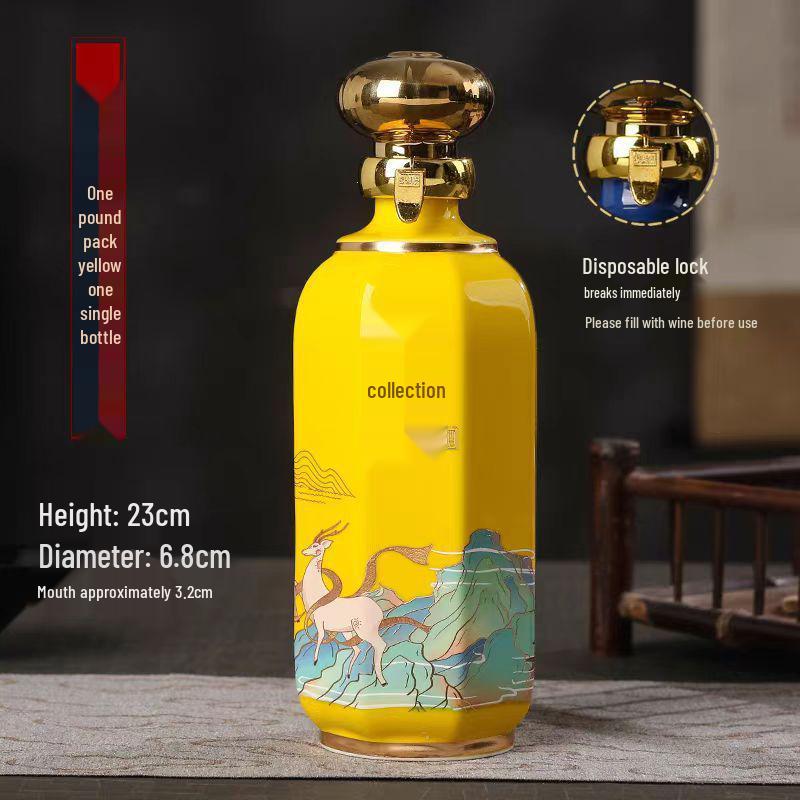 Jingdezhen Ceramic Baijiu Bottle Set: One Jin Capacity, Sealed Empty Bottle, Ancient Style Gift Box