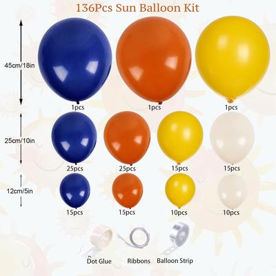 136Pcs Retro Blue Orange Balloon Arch Kit Here Comes The Son Balloons Perfect For Sunshine Baby Showers Birthdays Party Decor