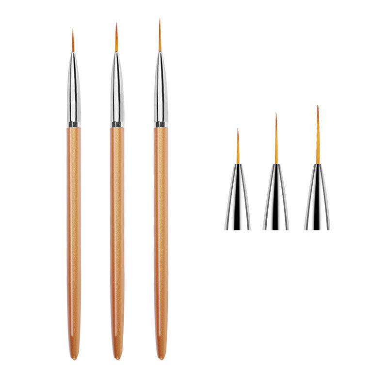 3 Pcs Nail Brush Acrylic Pen Carving Art Tips Painting Poly Nail Gel Tool Liner UV Gel Manicure Accessories Tool Set