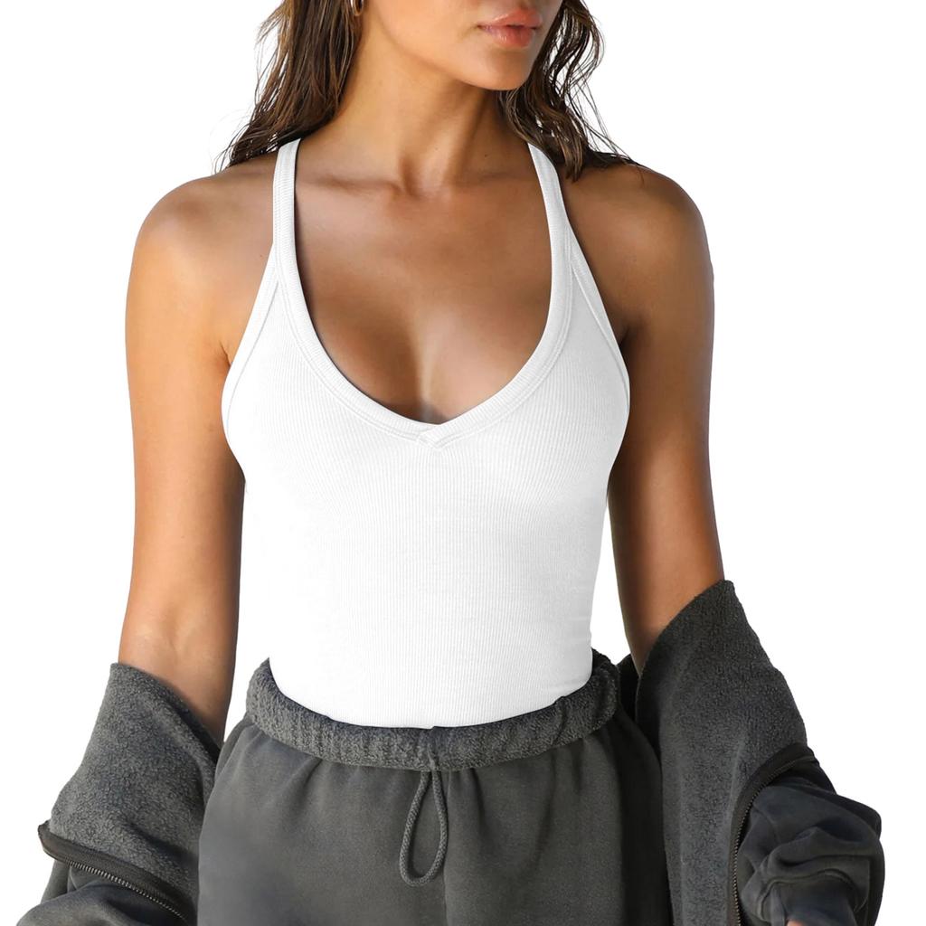 Frauen Solide Rundhals Gerippte Tank Top Leibchen Frauen Sommer Grundlegende Elastische Tank Top O Neck Solide Tank Top