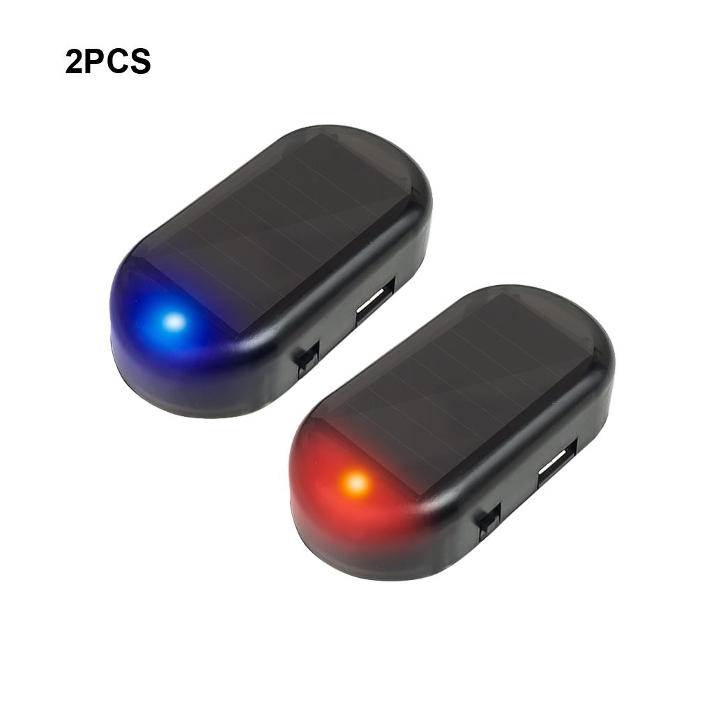 2pcs ABS Anti-theft Warning Lights Easy To Install Solar Power Simulated Car Alarm Fake Alarm Lamp