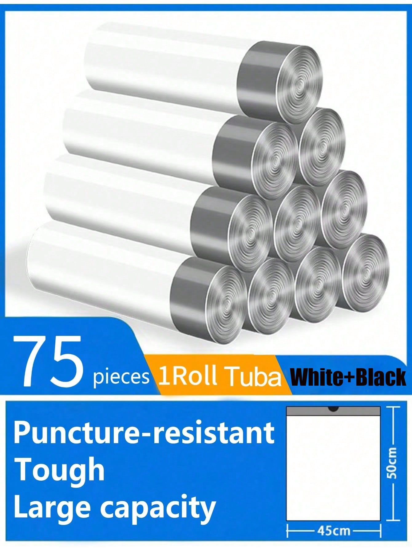 

75 шт./уп. Мешки для мусора на завязках, Подходят для кухни, офиса, мусорных ведер на 4 галлона, (Также доступно в пробной упаковке 75 шт./1 рулон),Кухня,Ванная,Дом Grey 1 Roll /75PCS