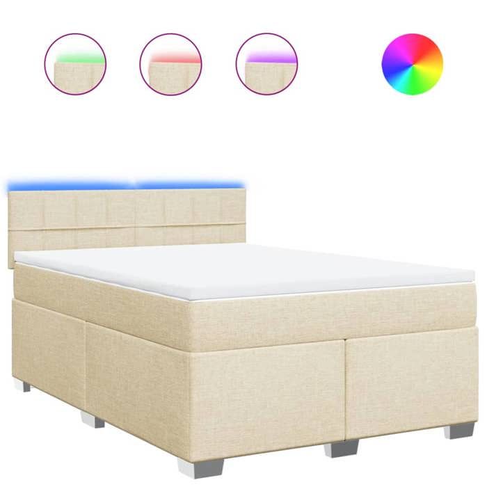 Maison Exclusive - Sommier à lattes de lit avec matelas Crème 140x200 cm Tissu