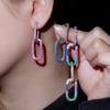 Popular Geometric Lock Small Earrings Colored Zircon Vintage Buckle Copper Plated 18K Gold Micro-Inlaid Zircon Earrings