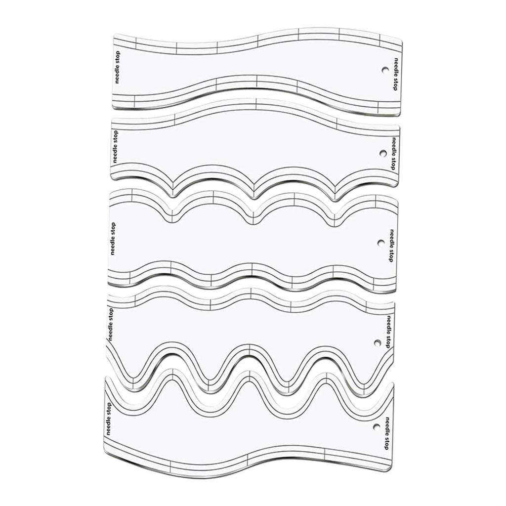 5Pcs Wave Rulers Quilting DIY Patchwork Tools Multipurpose Professional Stencils