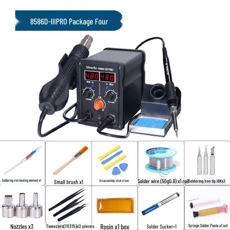 8586D High-Power 2-in-1 Desoldering Station: Constant Temperature Hot Air & Soldering Iron for Mobile Phone & Computer Chip Repair.