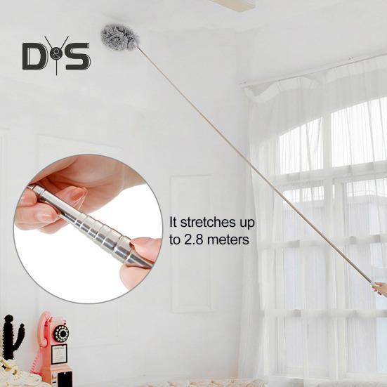 Teleskop-Staubwedel mit einziehbarem Griff, ausziehbarer Staubwedel, Staubentfernungsset mit Mehrkopf-Ersatz