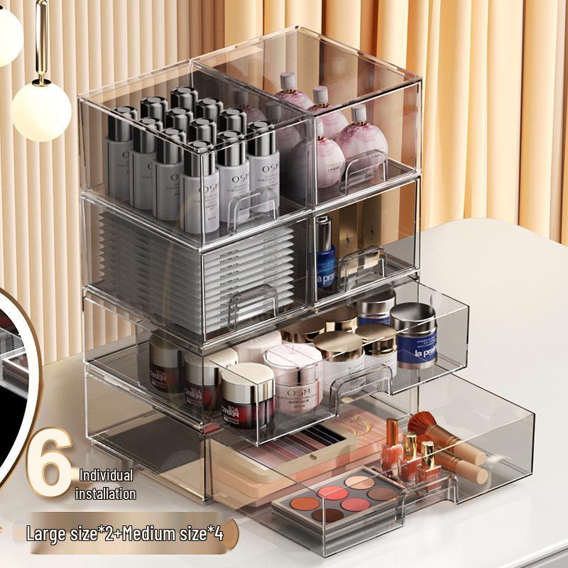 Transparent Stackable Makeup Storage Box for Lipstick, Mask & Skincare