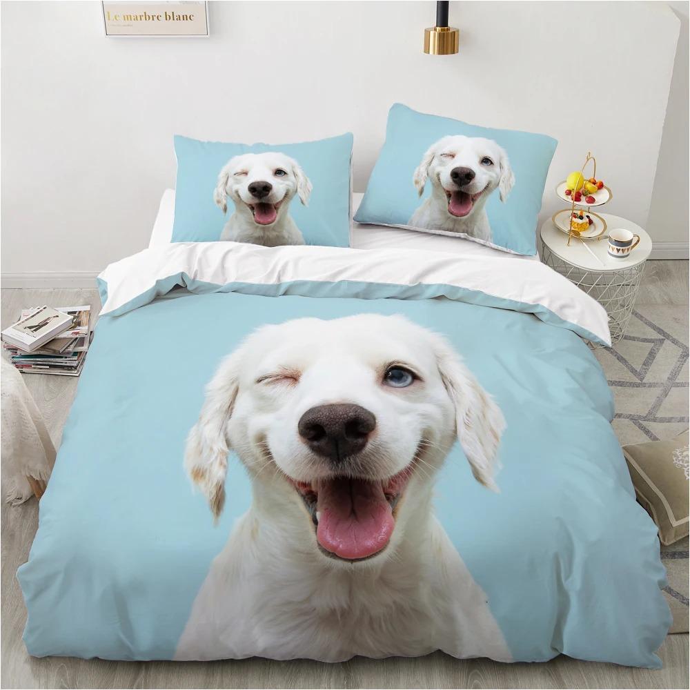 Dog Duvet Cover Set Double Queen King Size Bedding Set Black and White Border Shepherd Soft Comfortable 23pcs Twin Quilt Cover