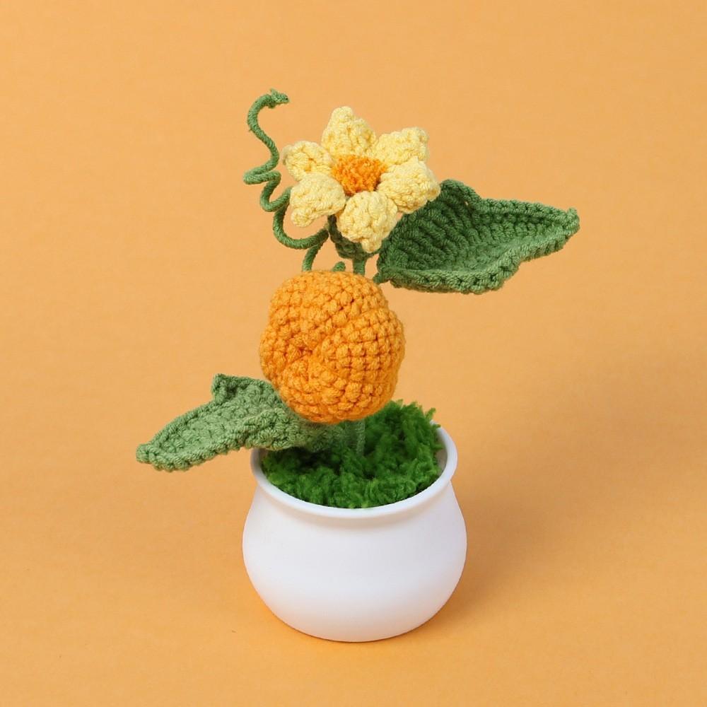 Hand-Knitted Wool Fake Flowers Set: Sunflower, Carnation, Tulip - Desktop Decor, Teacher/Student Gift, Everlasting Bouquet
