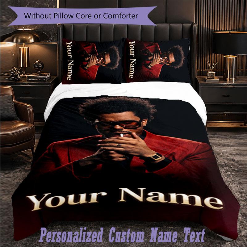 Personalized 3Pcs Bedding SetThe Weeknd Custom Text Duvet Cover Pillowcase Set Bedroom Gift