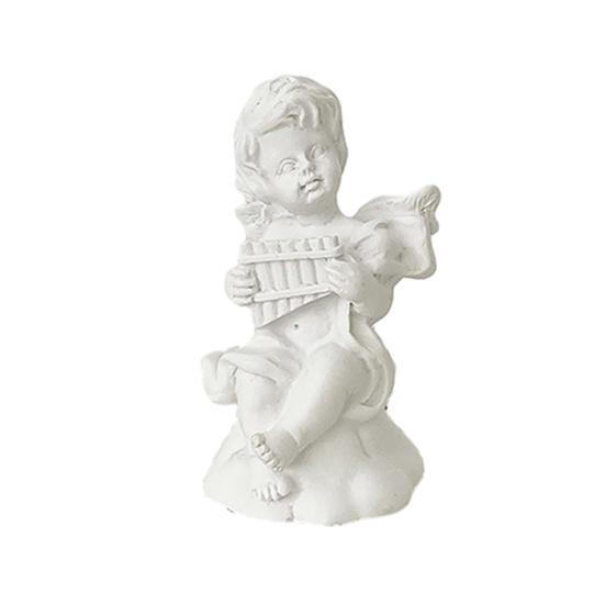 

2 Pcs Mini Cupid Figurine Small Resin Cherubs Playing Musical Instrument Statue Miniature Decorative White Angel Ornament for Home Office Tabletop B