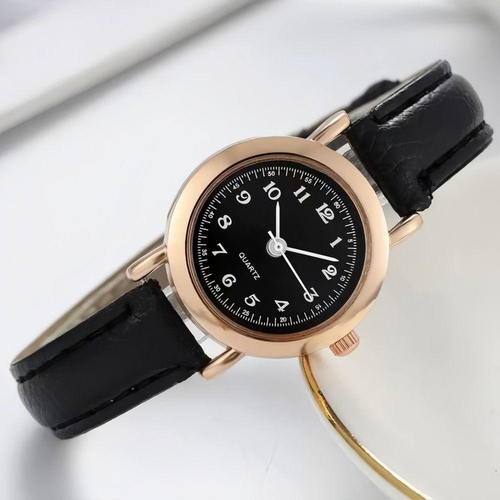 Soft Leather Strap Student Wristwatch Round Dial Quartz Clock  For Men and Women