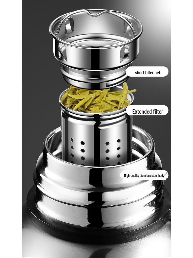 Large Capacity Stainless Steel Insulated Travel Kettle with Tea and Water Separation