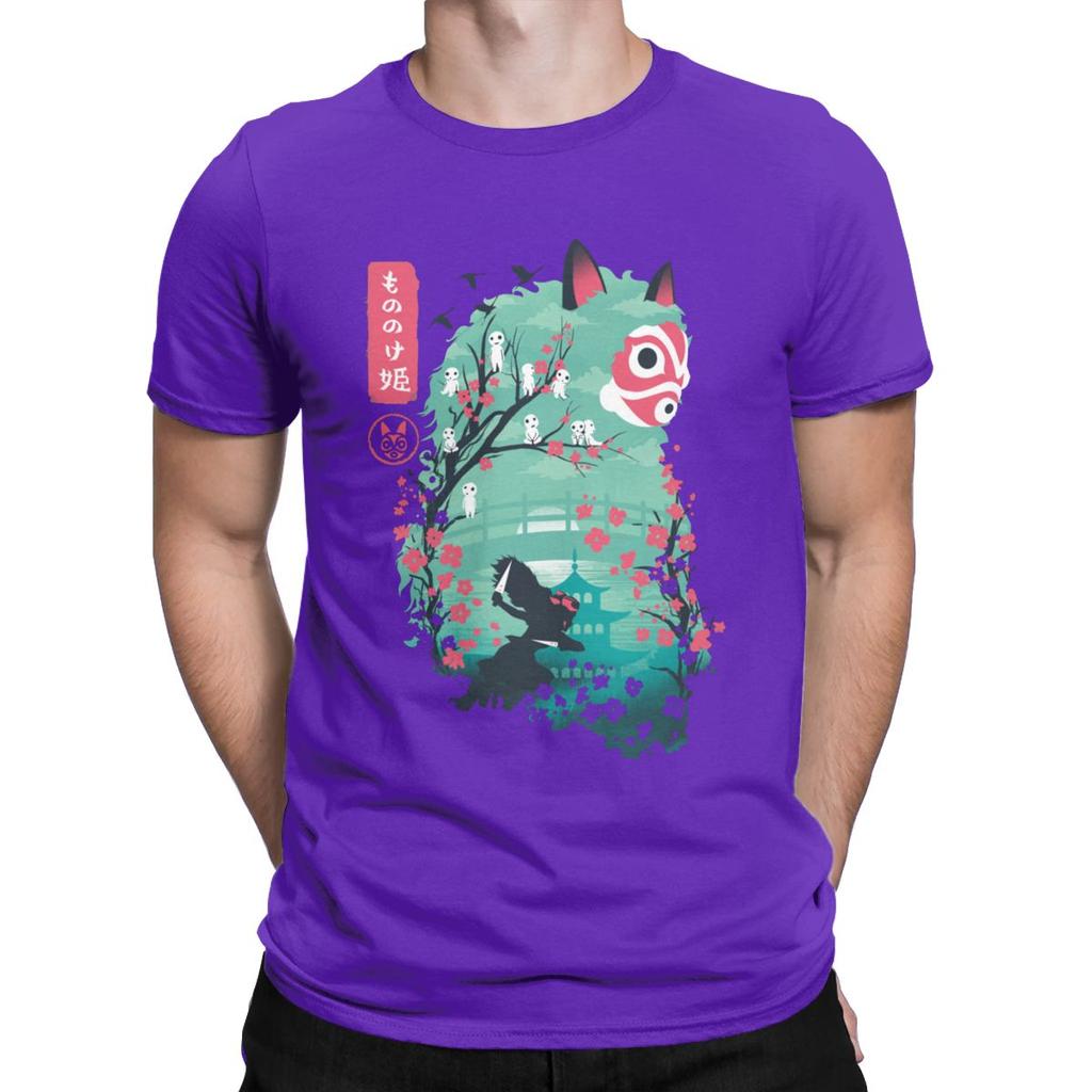 Men S Japanese Ukiyo E Princess Mononoke Classic T Shirt Ghibli Cotton Clothing Novelty Short Sleeve
