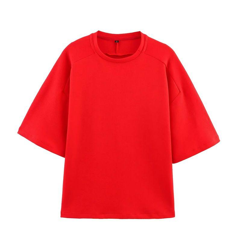 

Kaslead New Arrival Women s Fashion Style Short Sleeve Double-Sided Cloth Sweatshirt Casual Pants 3199151 3199152 Red Tops L