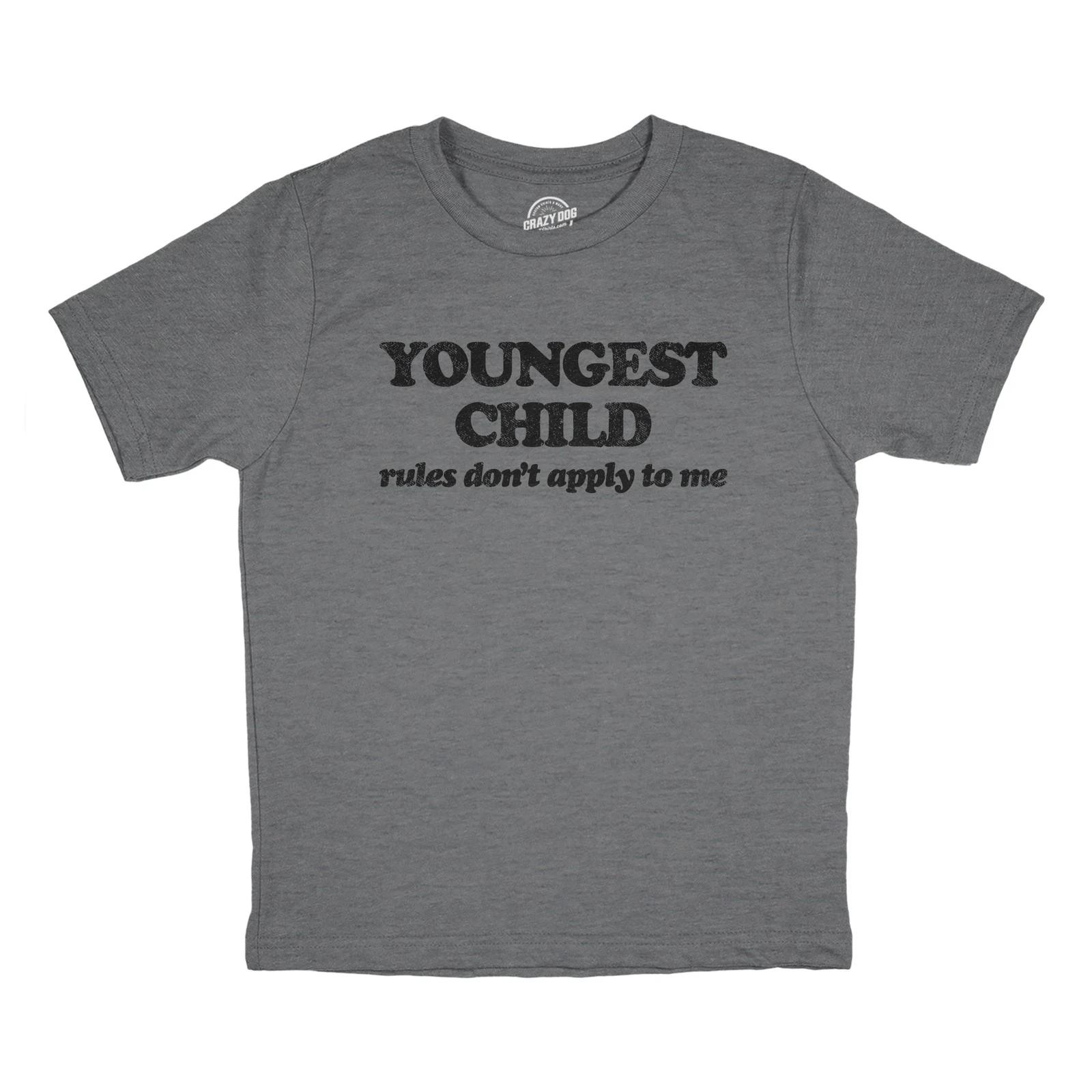 Crazy Dog Oldest Middle and Youngest T Shirt Funny Sarcastic Humor Sibling Tees XS