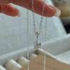 S925 Sterling Silver Retro Square Zirconia Necklace - Korean Style Simple Clavicle Chain