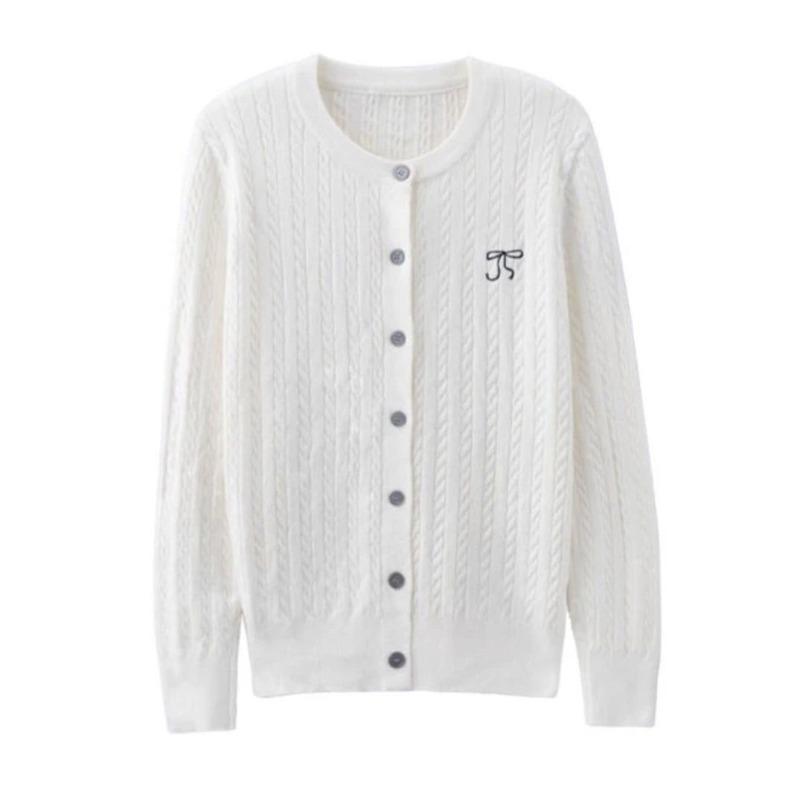 Fashion Versatile Knitted Sweater Simple Commuter Cardigan Embroidery Design Sense Small Age Reducing Short Jacket Tide
