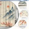 Chinese Ink Landscape Shower Curtain Cherry Blossom Mountains Misty Sky Traditional Art Decor Waterproof Simple Installation