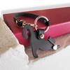 [byDream] Genuine Leather Cat Keychain with Strap, Bag Charm, Hand Strap, Gift for Cat Lovers and Cat Owners (Black)
