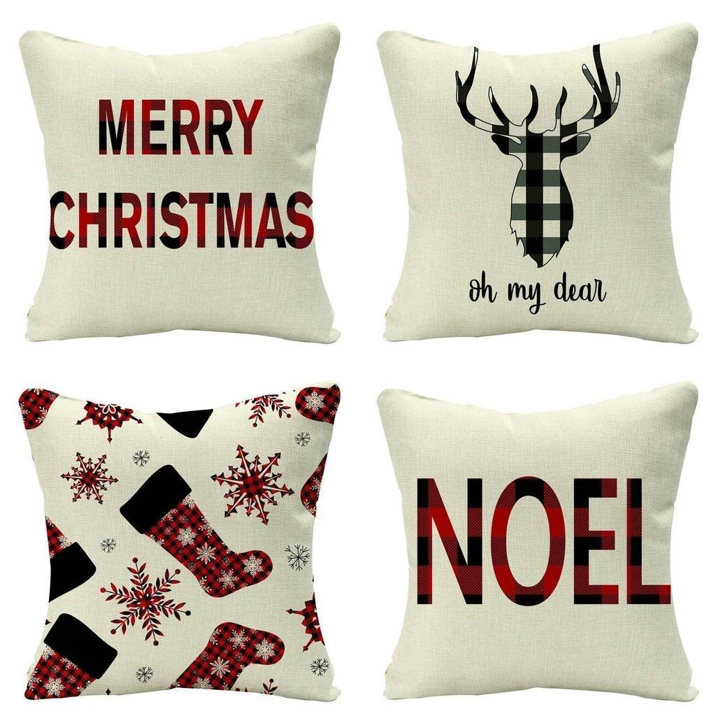 Festive Christmas Cushion Cover Featuring Adorable Reindeer And Snowflakes Design
