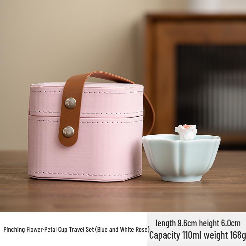 Pink Flower Petal Chinese Style Tea Cup for Personal Use