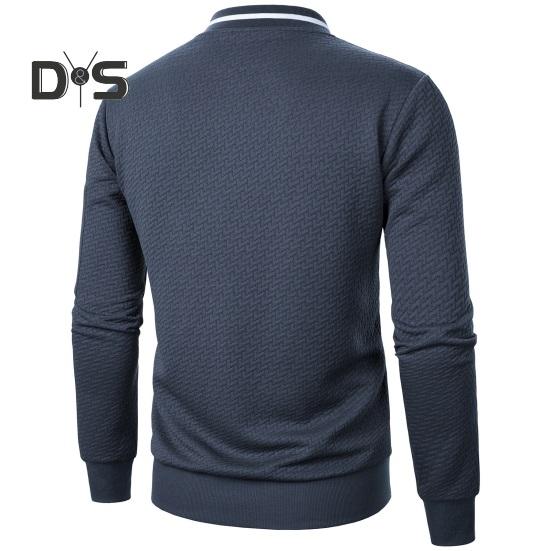 Herren Sweatshirtjacke Jacquard-Design Einfarbig Langarm Casual Top Stehkragen Lockerer Reißverschluss Outdoor Streetwear Mantel Sweatshirts