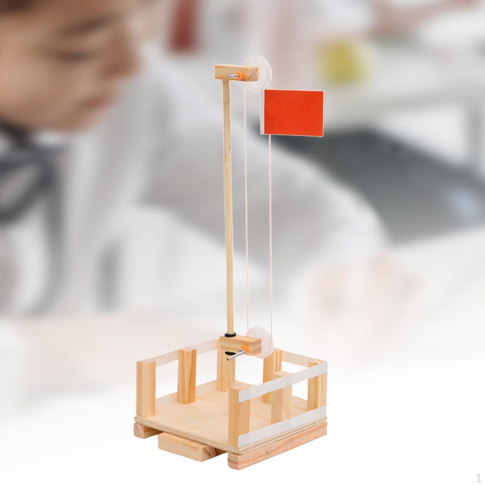 DIY Flag Pole Kits Science Experiment Handmade Schools Toy Lifting Platform Wooden Model