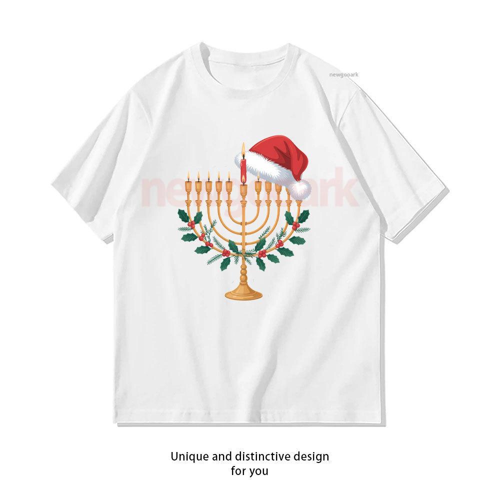 Happy Hanukkah Menorah Jewish Xmas Chanukah Family Matching TShirt Woman Man Cotton Casual Vintage Graphic T Shirts Ropa Hombre