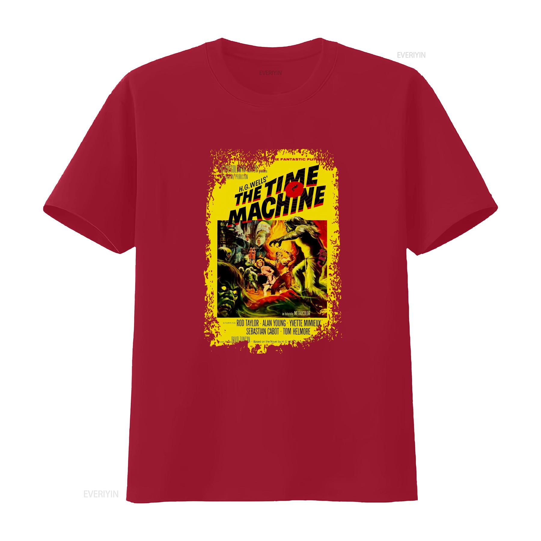 1960 The Time Machine Movie Poster Inspired Black T Shirt Retro Sci Fi Design vintage Washed Soft Unisex Top For Everyday Wear S