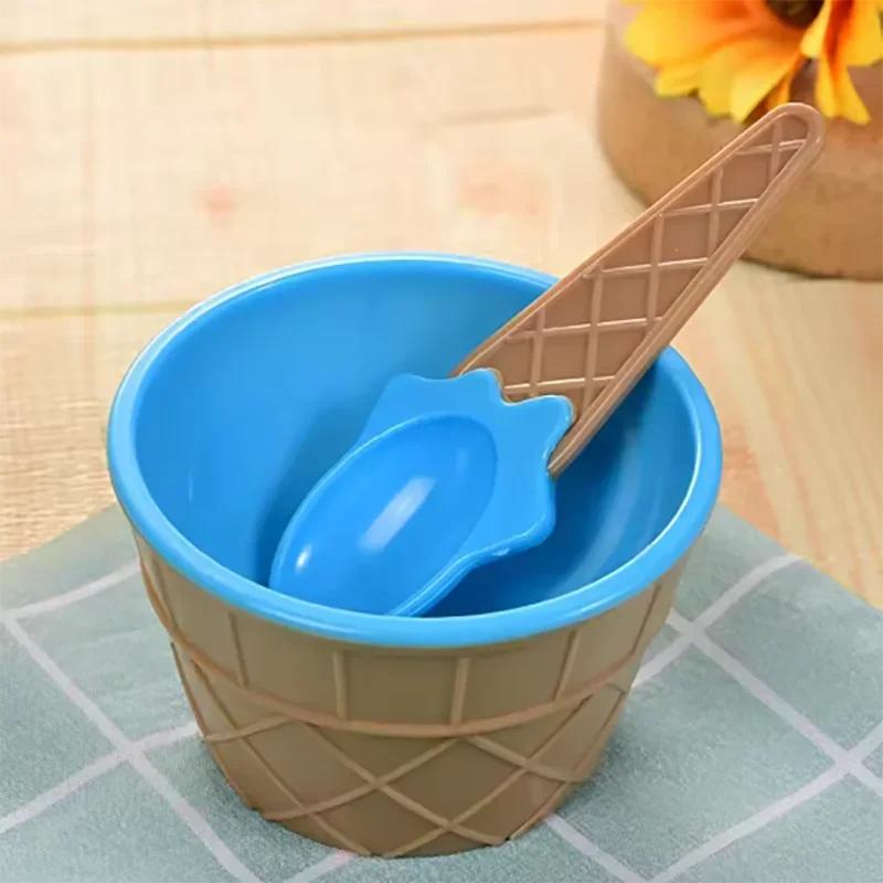 1/7pcs Vibrant Color Ice Cream Bowls with Spoons Dessert Sundae Dishes Set for Birthday Holiday Party Ice Cream Favor Gift Decor
